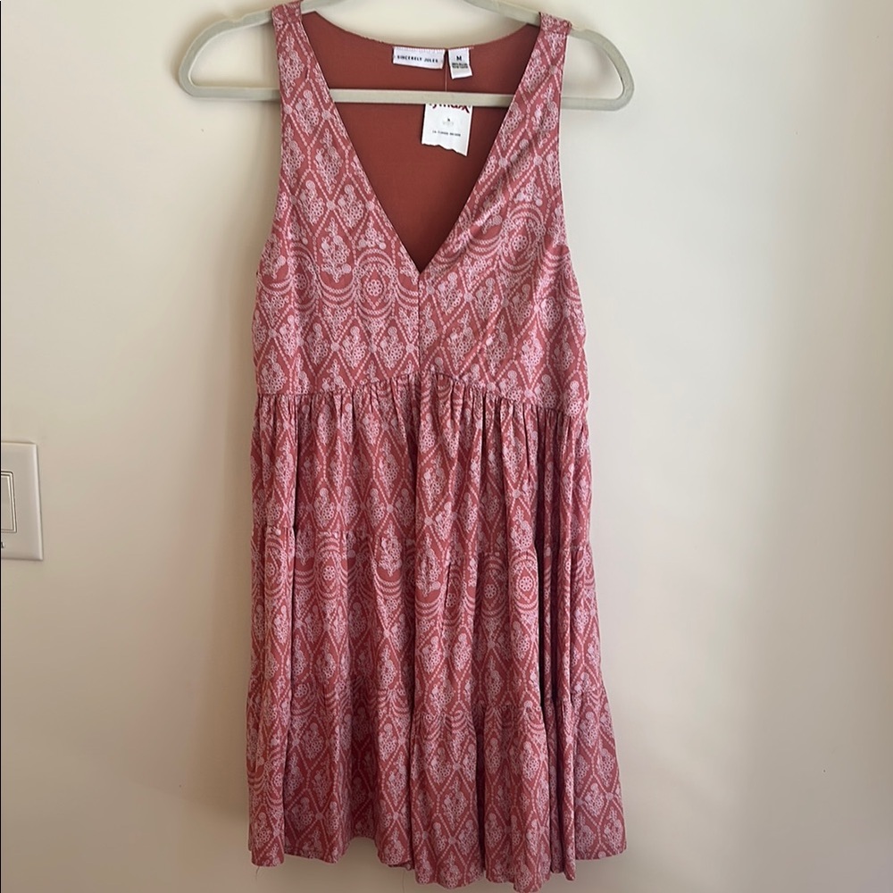 Boho Tiered Pink Patterned Sleeveless babydoll Dress